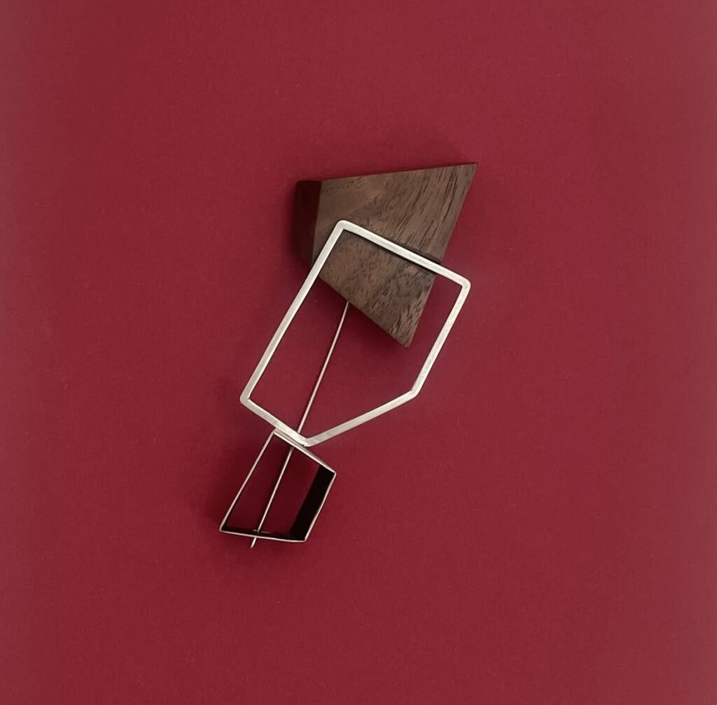 Walnut Mixed Media Brooch